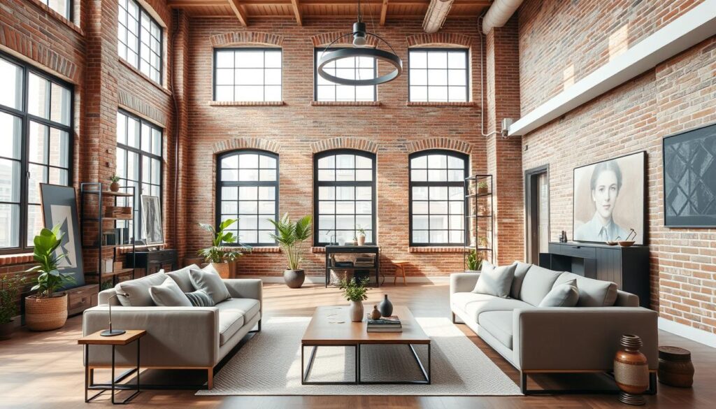 stylu loft w aranżacji salonu